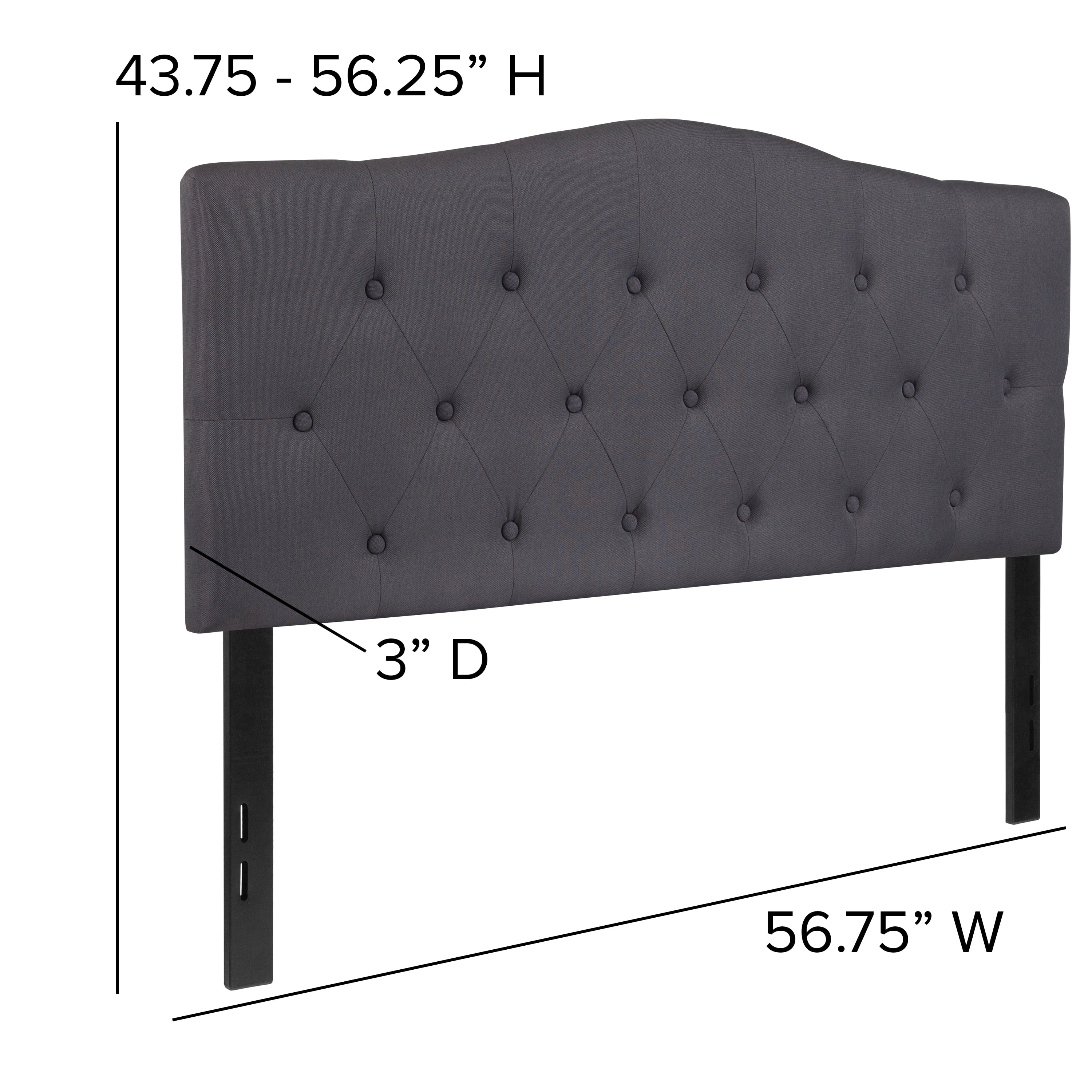 Emma + Oliver Tufted Upholstered Full Size Headboard in Dark Gray Fabric