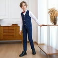 thumbnail image 5 of Delliss Boys' 6 Piece Trendy Cool Formal Suit Set, Coat, Vest, Pants, Collared Dress Shirt, Pocket Square And Bow Tie, 5 of 9