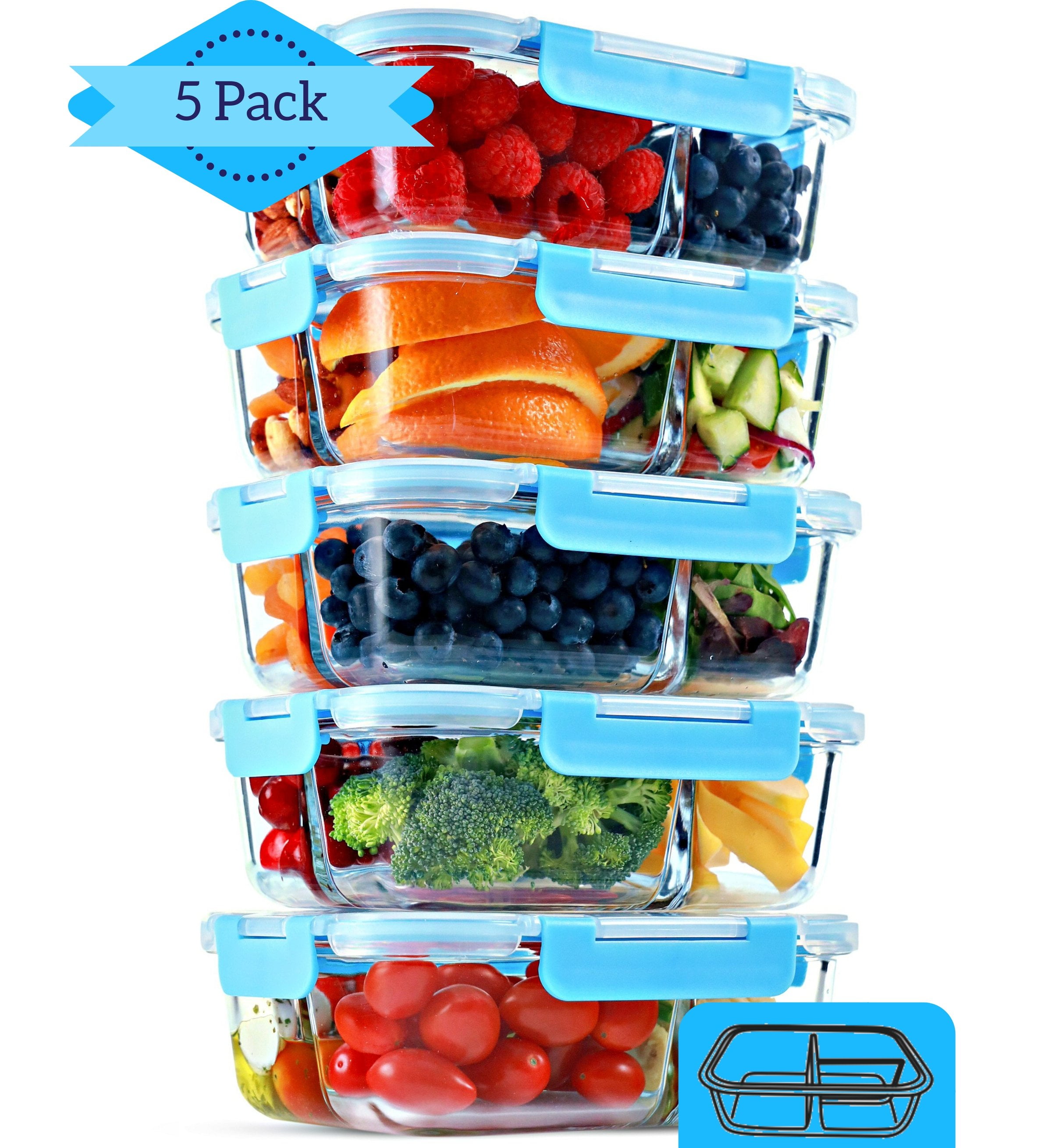 3 Compartment Glass Meal Prep Containers with Lids, 35 OZ - PACK OF 3