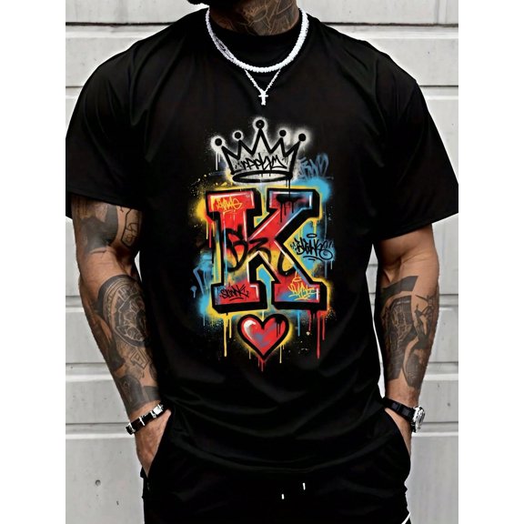100% Cotton King Of Hearts Funny Halloween King & Matching Couple T-Shirt Street Hip-Hop Style Men's T-Shirt
