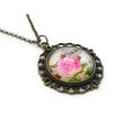 thumbnail image 4 of Romantic Pink Rose Necklace for Women - Antique Bronze - Gift for Gardener - Free Shipping, 4 of 6