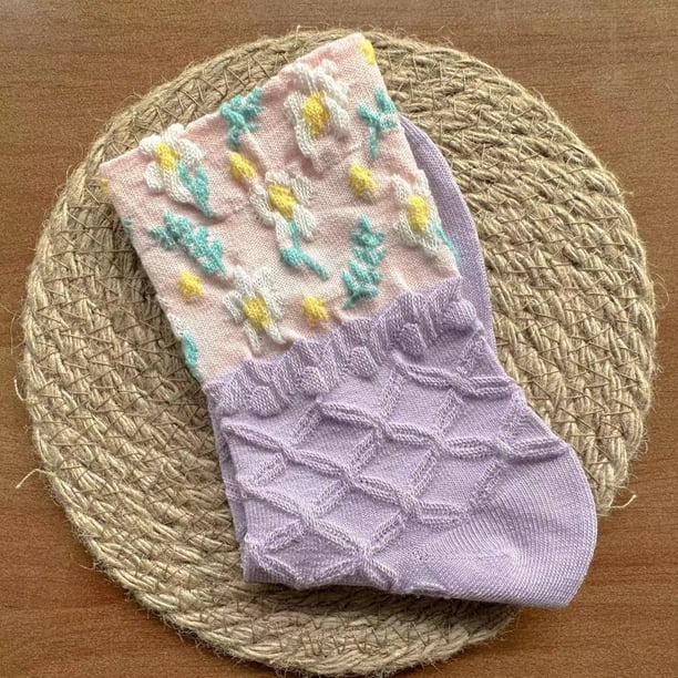 XmhyTop 10 pares de calcetines finos de algodón para mujer, calcetines de algodón suave para mujer por encima del tobillo (morado)