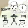 thumbnail image 3 of Garvee Ensemble Bistro d'Extérieur 3 Pcs, Table Ronde et 2 Chaises Pliantes, Mobilier de Patio Compact pour Balcon/jardin (Noir), 3 of 8