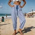 thumbnail image 6 of Zulora Women Stylish Striped High Waist Drawstring Pants Casual Elastic Cuffed Ankle Joggers with Pockets, 6 of 9