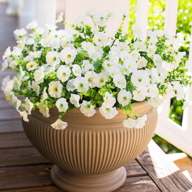 Flores artificiales HyeFlora White Morning Glory, 12 paquetes