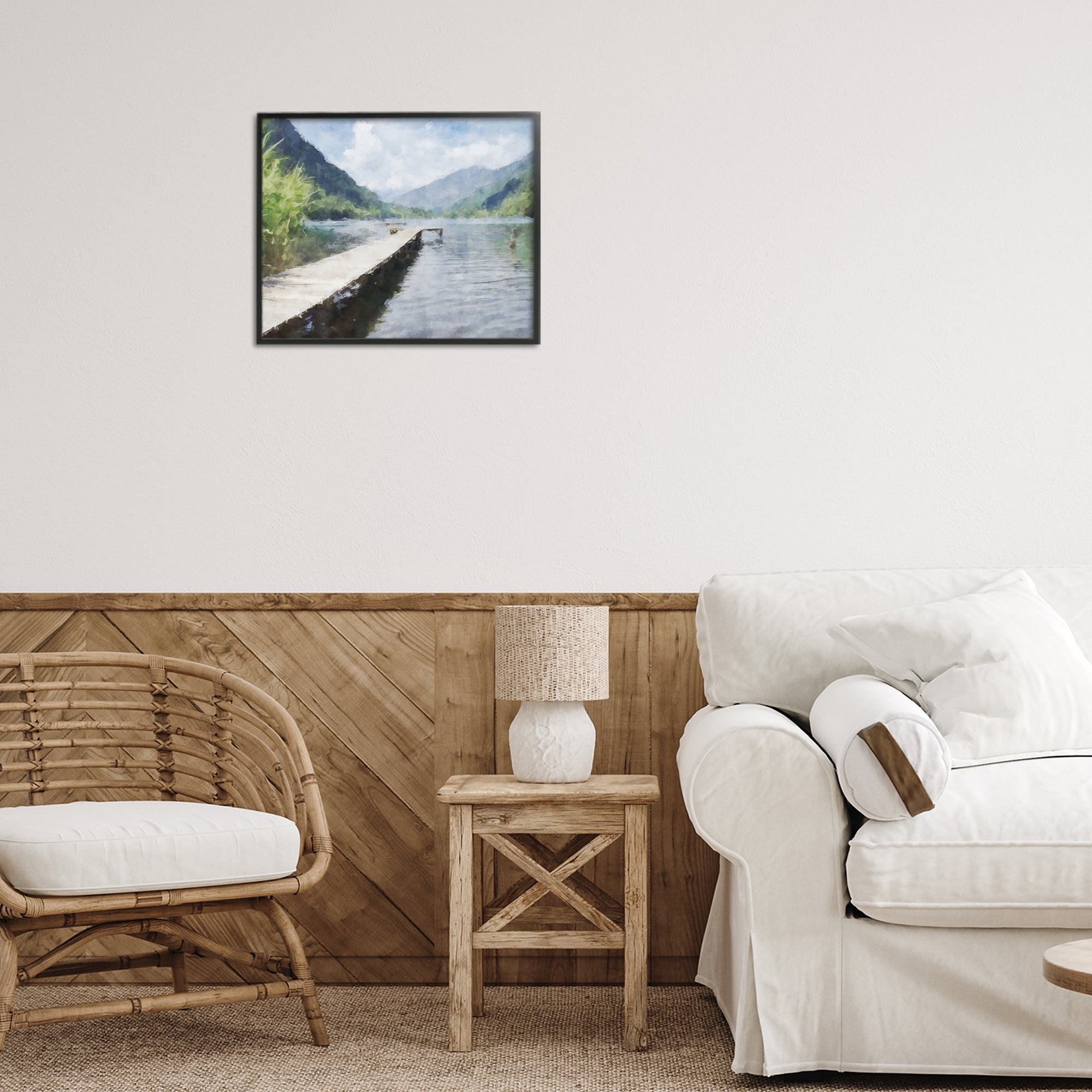Stupell Industries Dappled Lake Dock Black Framed Giclee Art, design by Kim Curinga