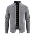 thumbnail image 4 of Suéter tipo cárdigan con cremallera y cuello alto de polar para otoño e invierno para hombre, 4 of 5