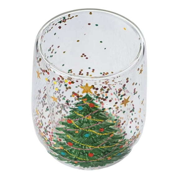 (Clearance) XIANXIAN Christmas Tree Double Old Fashioned Glasses, Festive Holiday Drinkware with Rustic Christmas Design, Excellent for Whiskey at Holiday Gatherings and Cozy Celebrations