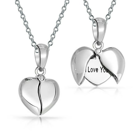 Unique WORD I Love You  Best Friend Mom Heart Locket Pendant Necklace For Girlfriend For Women 925 Sterling (Best Love Image For Girlfriend)
