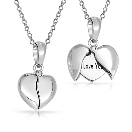 Unique WORD I Love You  Best Friend Mom Heart Locket Pendant Necklace For Girlfriend For Women 925 Sterling