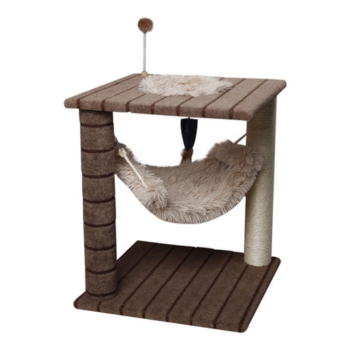One Source International Carpet Cat Tree with Small Hammock