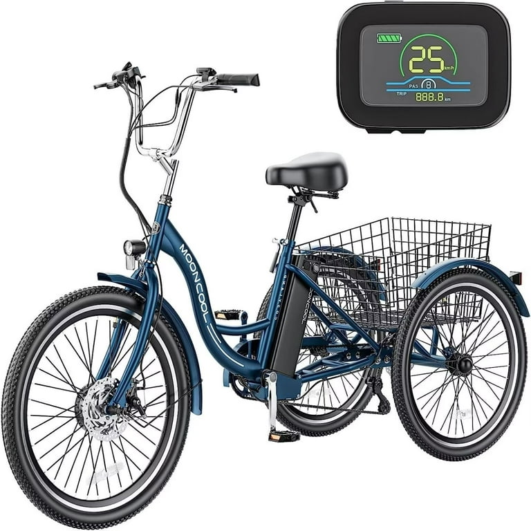 MOPHOTO Triciclo eléctrico, triciclo eléctrico de 7 velocidades para  adultos, bicicletas eléctricas de 350 W 36 V 3 ruedas