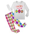 thumbnail image 4 of Toddler Baby Girls Easter Pajamas 2 Piece Easter Bunny Egg Print Long Sleeve Pants Lounge Set Sleepwear Easter Day Gift,Z4-White,7Y(7-8 Years), 4 of 4