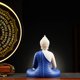 thumbnail image 4 of Houlu Blue Buddha Statue and Circle LED Table Lamp, Ceramic Buddha Statue for Home Décor, 4 of 5