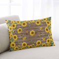thumbnail image 2 of Sunflower Throw Pillow Cover 20 x 36 Inch Decorative Pillow Cover Brown Wood Grain Rustic Farmhouse Bee Lumbar Pillowcase Seasonal Rectangle Cushion Case for Couch Sofa Bed Living Room, 2 of 7