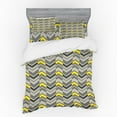 thumbnail image 2 of Ambesonne Retro Bedding Set 3 Pcs, Nostalgic Abstract Zigzags, Twin, Yellow Ivory and Grey, 2 of 3