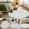 thumbnail image 6 of White 3ft Round Rug, Farmhouse Burlap Solid White Color Modern Linen Texture Non-Skid Rubber Backing Large Area Rugs - Living Room Bedroom Home Office, Indoor Floor Mat Carpets Washable Rug, 6 of 9