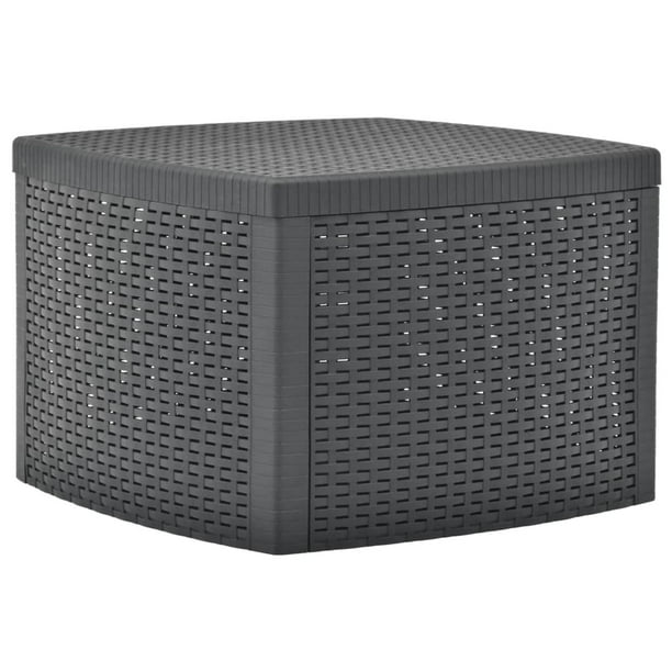 Mesa auxiliar de exterior Benzara 53 x 53 x 37 cm, ratán gris