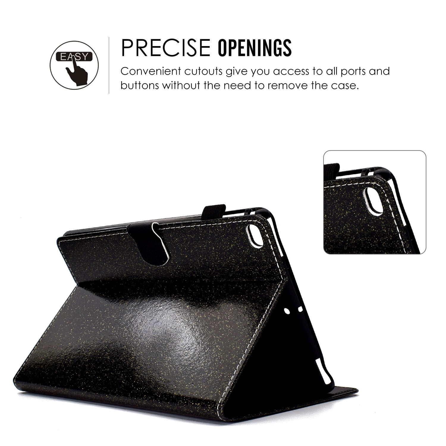 iPad 9.7 2018/2017 Case with Pencil Holder, iPad Air 1 2 Case, Allytech Glitter Leather Folio Kickstand Shock-Absorbing Auto Sleep Wake Case for Apple iPad 9.7 6th/5th Generation, iPad Air 1 2, Black