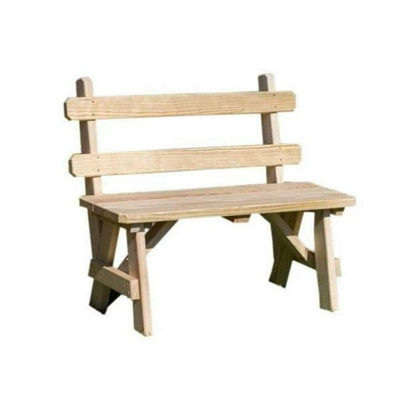 Creekvine Designs FB30WB-2CVD 30 in. Treated Pine Traditional Garden Bench with Back