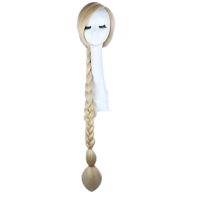 Peluca de cosplay de anime, pelo sintético, larga trenza de Rapunzel