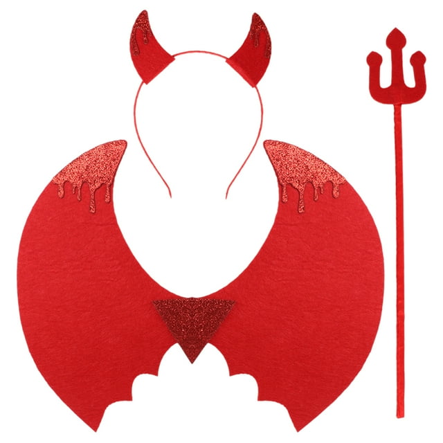 KAKOWELY 1 juego de disfraz de diablo para niños, adorable ropa de diablo, accesorio de cosplay para fiesta de Halloween, disfraz de diablo para cosplay.