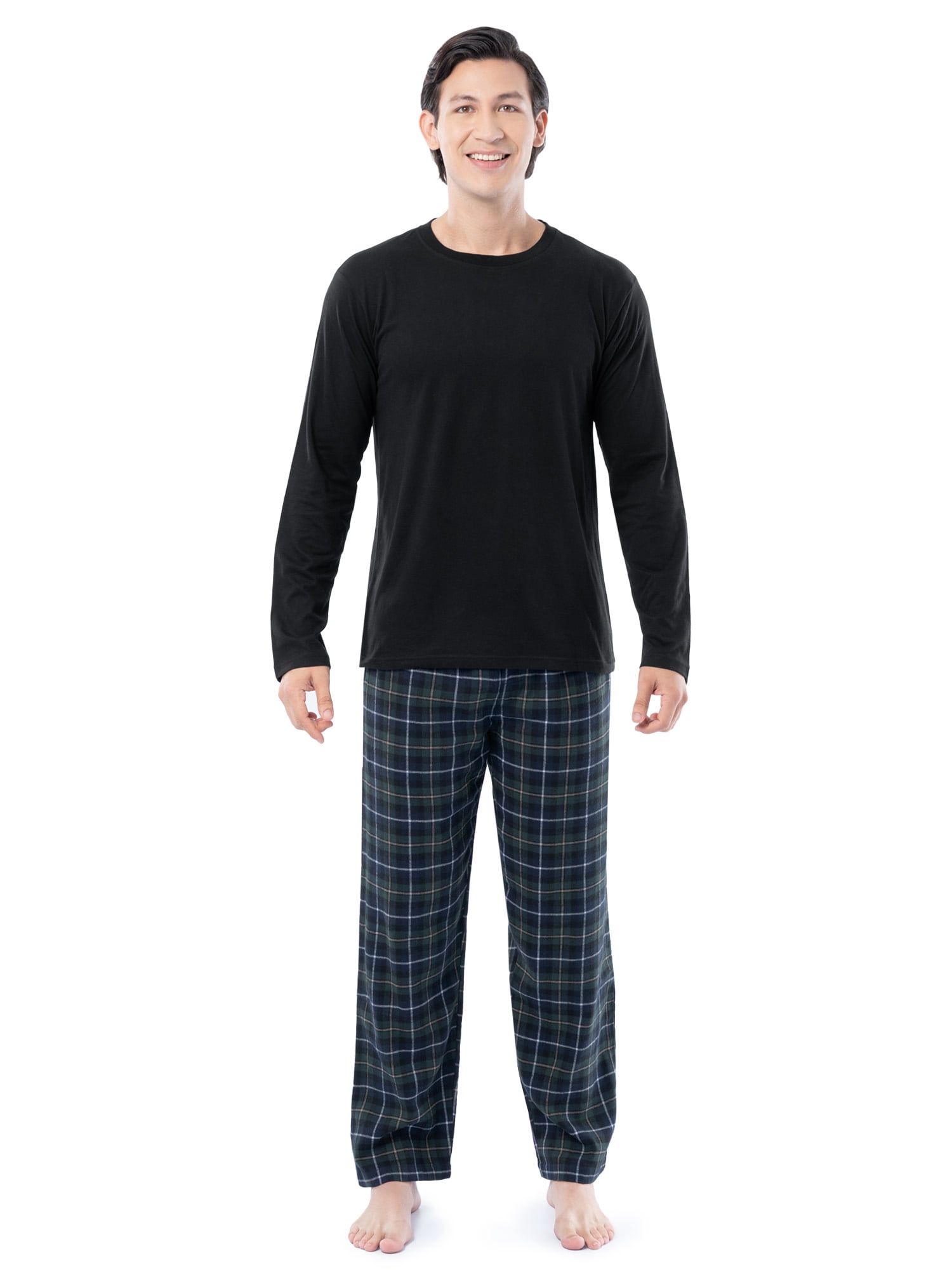 Fruit of the Loom Men's Jersey Knit Top and Flannel Pajama Pants Set, 2-Piece, Sizes S-5XL