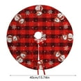thumbnail image 3 of 15.74'' Buffalo Plaid Christmas Tree Skirt Red&Black with White Snowflakes Snowman Pattern Rustic Farmhouse Christmas Tree Skirt Mat for New Year Xmas Party Decorations Home Yard Ornaments, 3 of 7
