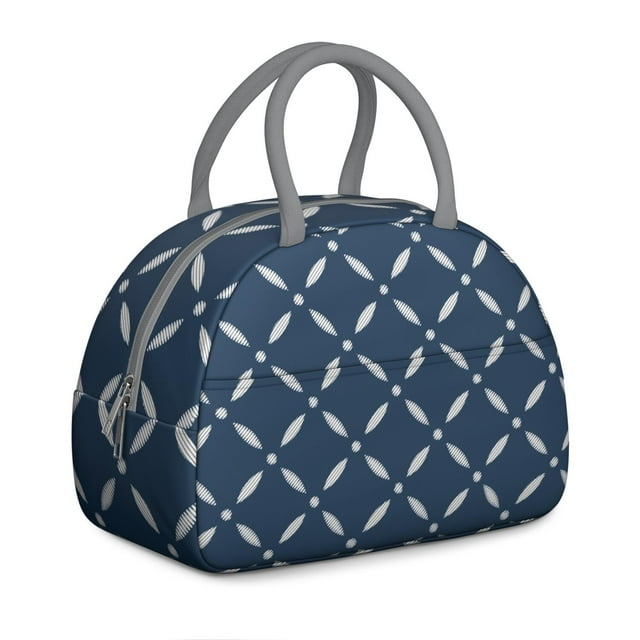 Geometric Plaid Lunch Tote – Abstract and Moroccan-Inspired Checkered Pattern, Insulated and Reusable Lunch Box with Fashionable Flair