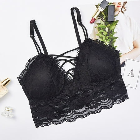 

zhongxinda Lace Floral Underwear Women s Bra Sexy Lady Bra Padded Bralette Front Cross None Closure Intimates Female Underwear