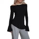 thumbnail image 2 of Blusa de para Mujer, de Larga Abullonada, con Cuello y Hombros Descubiertos, Ajustada, para Salir, Estilo Y2K. Negro L, 2 of 10