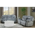 thumbnail image 2 of Contemporary Design Living Room Furniture Reclining 3pc Sofa Set Silver Gray Fabric Sofa Love Seat & Recliner, 2 of 3