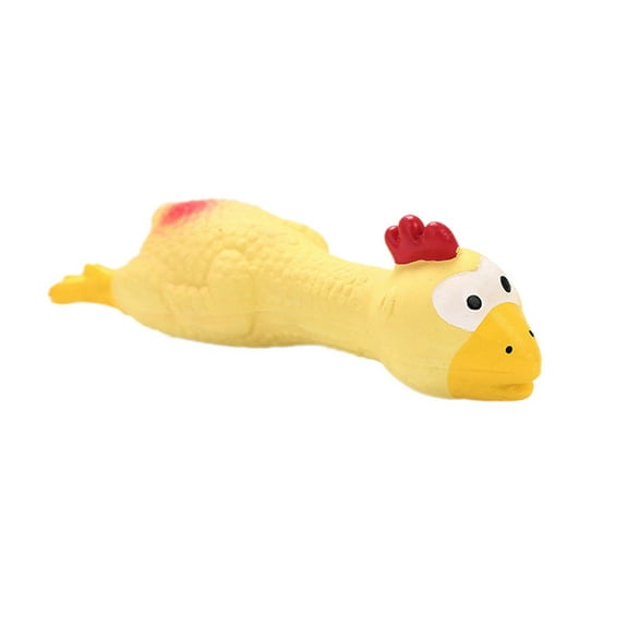 Kayannuo Interactive Natural Chicken Squeaky Dog Toy, Yellow, 18 cm