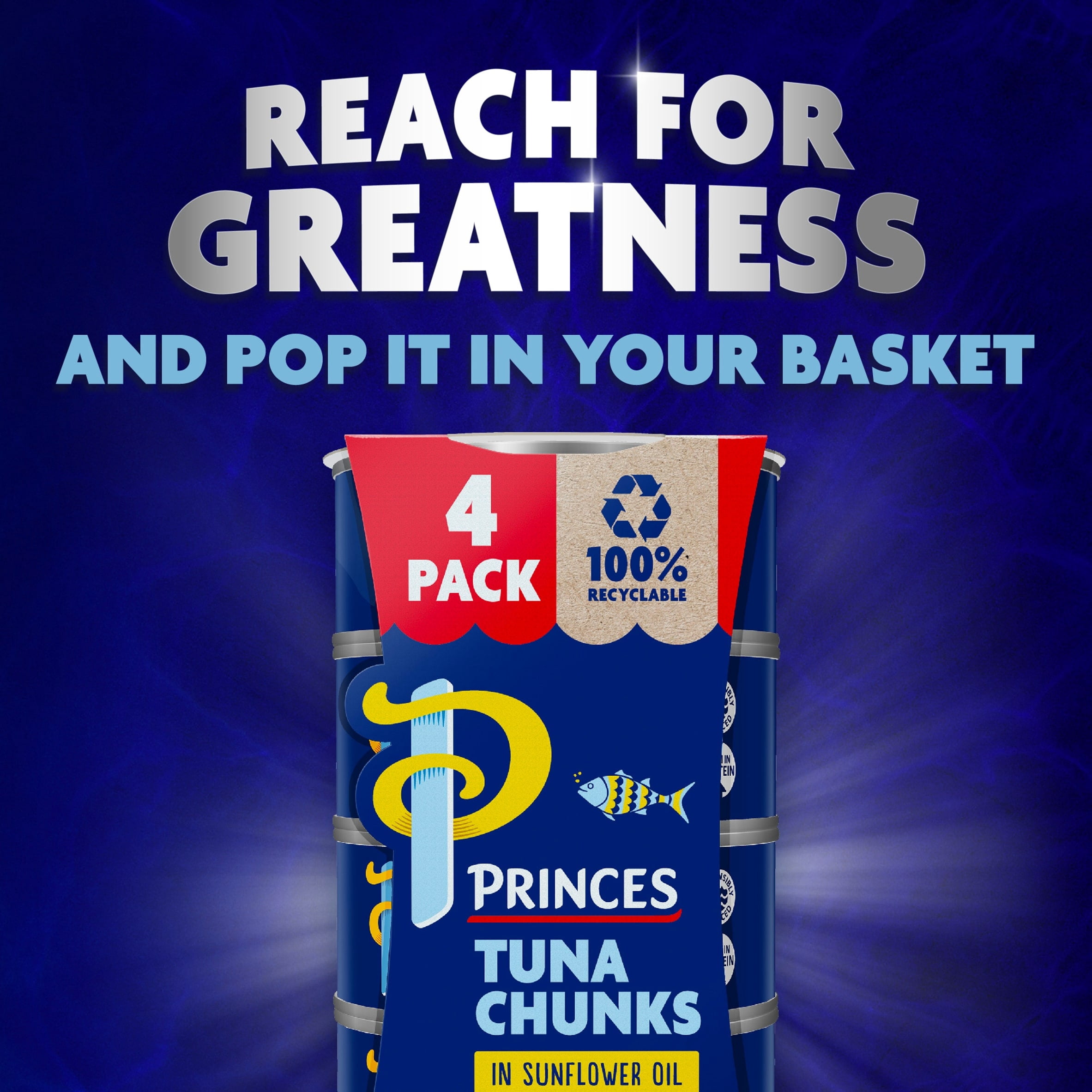 Princes Tuna Chunks In Sunflower Oil 4X145g, Imported from Britain