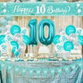 thumbnail image 7 of 10th Birthday Decorations Girl Teal Blue, Double Digits Birthday Decorations with Happy 10th Birthday Balloons Yard Banner Bunting Number 10 Foil Balloon for Teal 10th Birthday Party Supplies, 7 of 7