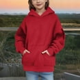 thumbnail image 3 of Spazoro Girls Swearshirts, Full Zip Solid Color with Pockets Hooded Casual Cardigan Tops for Girls Red Size 6-7T, 3 of 5