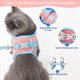 thumbnail image 3 of Juego de arnés y correa para gatos para caminar, arnés y correa ajustables de gamuza sintética suave resistente al escape con tira reflectante para gatos grandes, medianos y pequeños (rosa y azul, M), 3 of 5