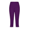 thumbnail image 6 of Sakmal Womens Pants Cropped Purple Lace Workout Yoga High Waisted Girls Trousers, 6 of 6