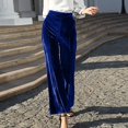 thumbnail image 3 of Autumn Winter Women's Golden Velvet Micro Cropped High Waisted Casual Pants, 3 of 4