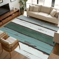 thumbnail image 2 of 6x9 Area Rugs, Green Gray White Non-Skid Rubber Backing Large Rectangle Rugs - Living Room Bedroom Home Office, Country Vintage Gradient Wooden Plank Indoor Floor Mat Carpets Washable Rug, 2 of 9