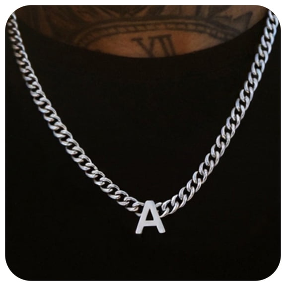 ChainsProMax Men Choker Letter Necklace 7mm Cuban Link Chain Necklace Fathers Day gift for Men Dad Son Husband