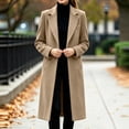 thumbnail image 4 of Karymi Casual Solid Long Wool Blend Jackets for Women, Notched Lapel Collar, Long Sleeve, Single‑Breasted One Button Closure, Side Pockets, Elegant Long Fall Winter Outerwear, 4 of 9