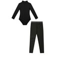 thumbnail image 3 of YIZYIF Kids Girls Sports Suit Long Sleeve Leotard with Sparkly Rhinestones Leggings Gym Outfit A Black 13-14, 3 of 5