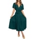 thumbnail image 1 of Vestido boho de playa de verano para mujer: vestido midi sin mangas de color liso con volantes, cuerpo fruncido y espalda descubierta, 1 of 6