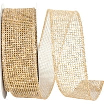 Ribbon - Micro Mesh Glitter Metallic Wired Edge,Gold/Silver, 1-1/2 Inch, 10 Yards