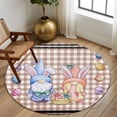 thumbnail image 2 of Round Rug 7Ft Washable Non-Slip, Bunny Gnomes Easter Circle Area Rugs for Living Room Bedroom, Eggs Brown Checkered Farmhouse Indoor Floor Mats Carpet Runner for Home Decor Aesthetic, 2 of 8