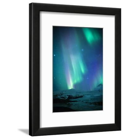 Iceland, Fjallsarlon. the Northern Lights Appearing in the Sky at Fjallsarlon, Scenic Framed Art Print Wall Art by Katie Garrod
