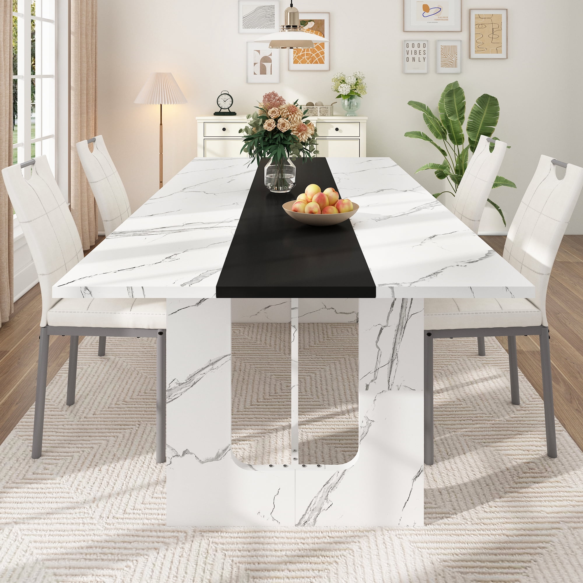 ChVans 70.9" Large Kitchen Dining Room Table for 6-8 People, Rectangular Wooden Kitchen Table with Heavy Duty Legs, Modern Dinner Furniture Last Forever, Wood Grain