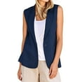 thumbnail image 2 of ZSQDM Women's Non See Through Summer Business Casual Tank 2025 Womens Jacket Long Women Blending Coats A Loosecasual Cotton and Linen Vest with Pockets for Women in Autumn(Xs）, 2 of 7