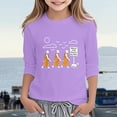 thumbnail image 2 of FINALGANG Girls Kids Long Sleeve Pullover Cartoon Prints Crewneck Relaxed Fit Lightweight Top For Daily Outdoor Activities Purple 10-11 Years, 2 of 4